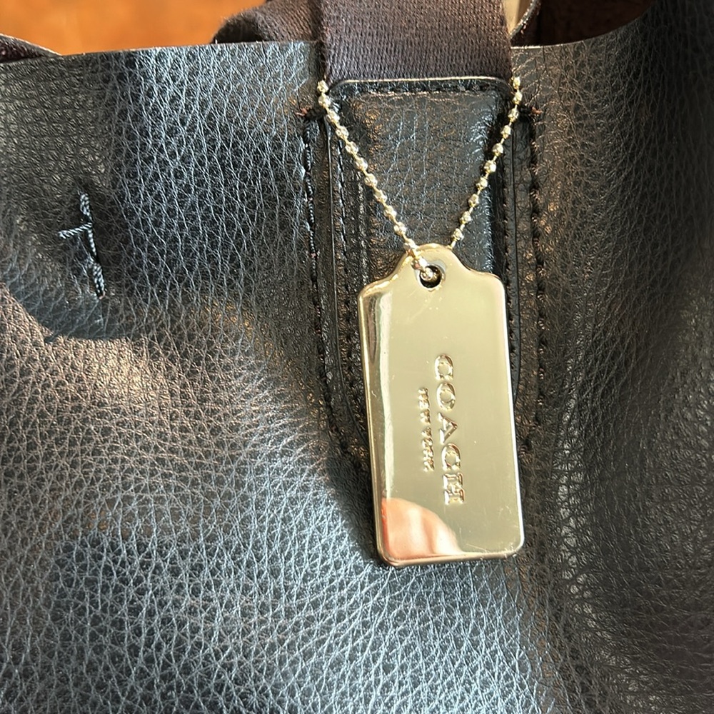 Coach Soft Pebble Leather Derby Tote F58660 Black - Picture 3 of 8
